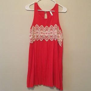 Coral and white sun dress
